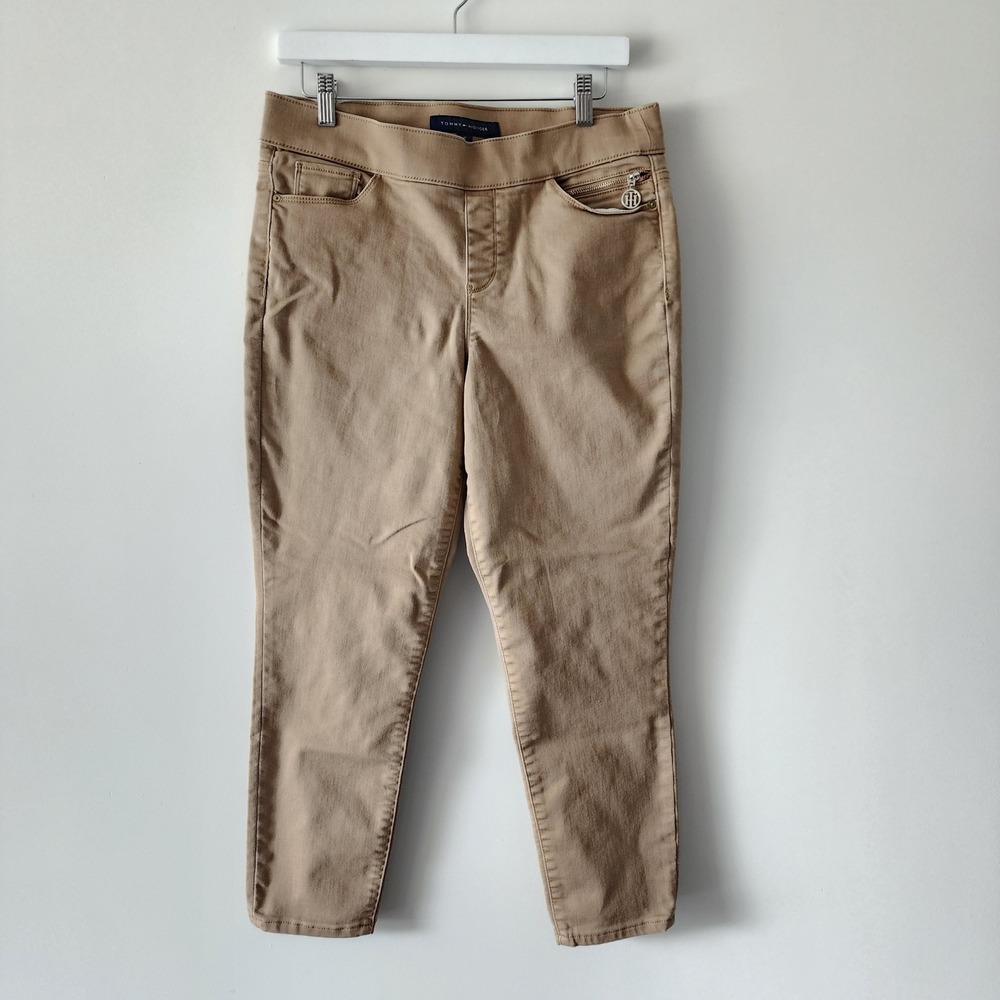 Tommy Hilfiger Pull-On Pants Womens 10 Khaki Career Office Preppy stretchy comfy